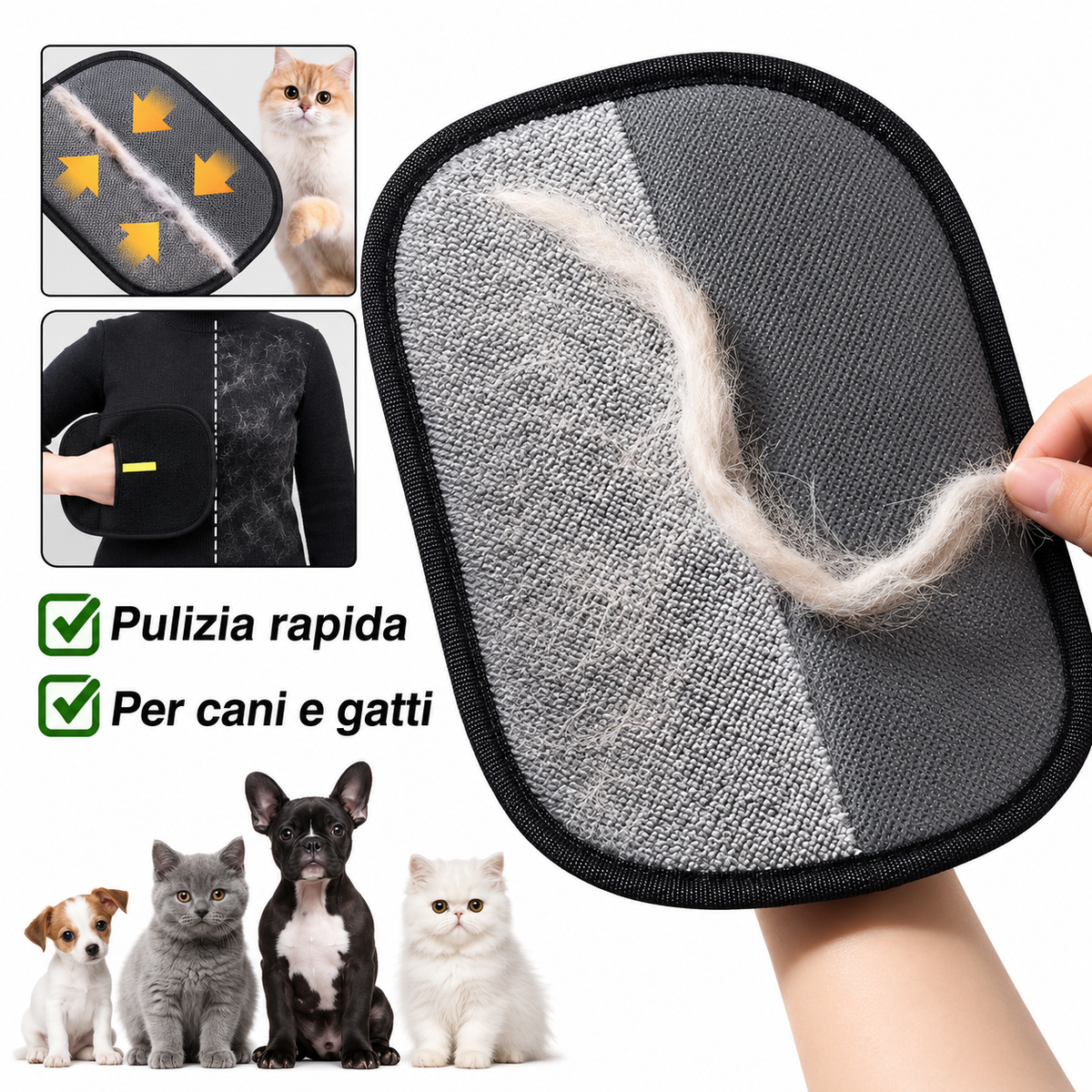 Zampa Clean - Guanti Rimozione Pelo Cane e Gatto